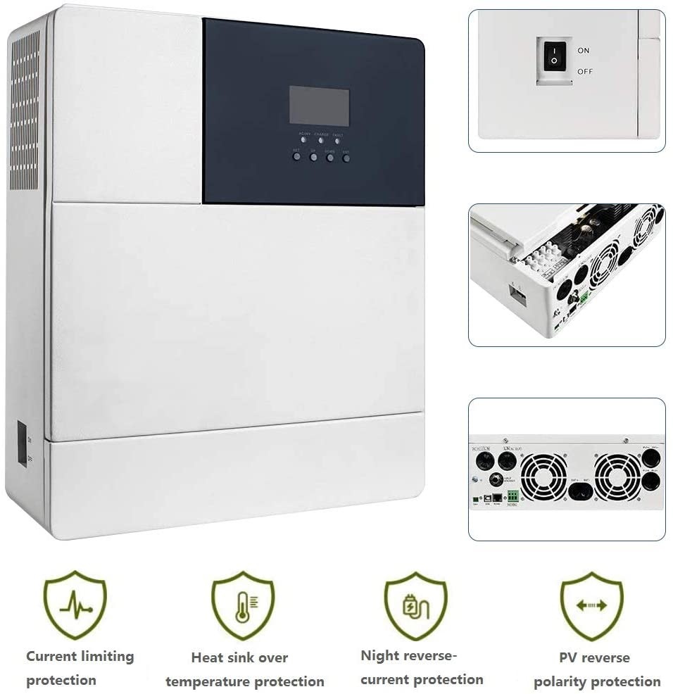 Powmr 5KVA 110V/120V  PV500V内置MPPT 自带锂电激活太阳能逆控一体机