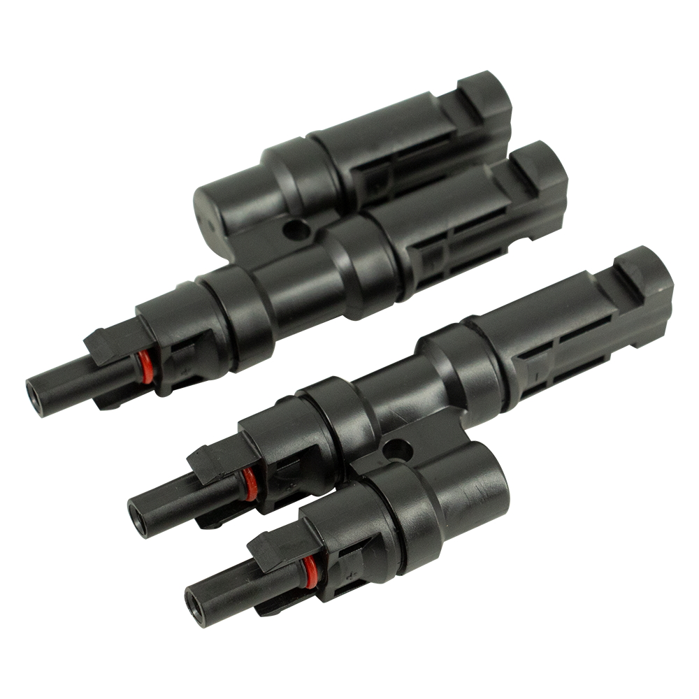 Powmr MC4防水IP67光伏连接器 T型3通2转1转换串并联太阳能电池板组件连接器